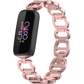 Compatible with Fitbit Luxe Bands,Slim Metal Band Stainless Steel Adjustable Straps Replacement Bands for Fitbit Luxe Smart Watch for Women Men