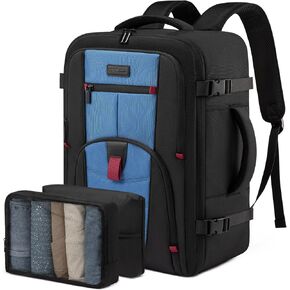 LOVEVOOK Travel Laptop Backpack for Men, 35L Large Carry On Backpack Personal Item Size, Airline Approved Waterproof Bookbag with 2 Packing Cubes Fits 15.6" Laptop, Black