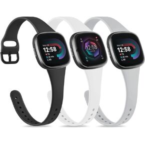 IEOVIEE Bands Compatible for Fitbit Versa 4 Bands/Fitbit Versa 3 Bands/Sense 2 Bands/Fitbit Sense Watch Bands for Women, Soft Slim Silicone Wristbands Replacement Strap