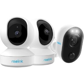 Reolink 4MP INDOOR CAM E1 Pro مع 4MP في الهواء الطلق CAM LUMUS ، اتصال WIFI PUG-In ، التحكم الذكي مع تطبيق الهاتف ، التخزين المحلي ، لا رسوم فرعية