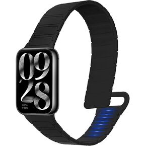 kwmobile Strap Compatible with Xiaomi Smart Band 8 Pro/Smart Band 9 Pro - Silicone Magnetic Closure - 5.5-8.7 inches (14-22 cm) - Black