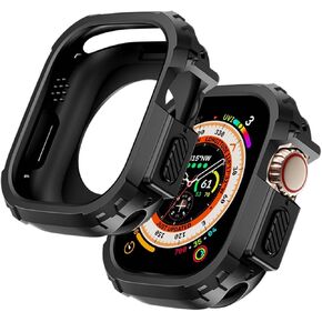 BOTOMALL 2 Pack Flexible Cover Compatible with Apple Watch 49mm Bumper Case Ultra 2 1, Rugged Military Grade TPU Face Cover Protector for iWatch Men Womens