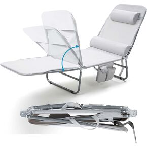 NIXSCALINO Lounge Chair | Adjustable Recliner with Foldable Leg Part | Lightweight Aluminum Frame | Ergonomic Cushioning | cot for Camp | Perfectly Suite for Beach, Outdoor Camping