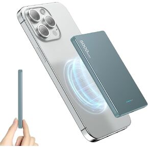 Portable Wireless Magnetic Power Bank for iPhone - 0.3in Slim, 5000mAh Portable Charger with USB-C, 20W PD Fast Charging, Thin & Lightweight Charge Card Phone Charger for Phone 16/15/14/13/12 Pro Max