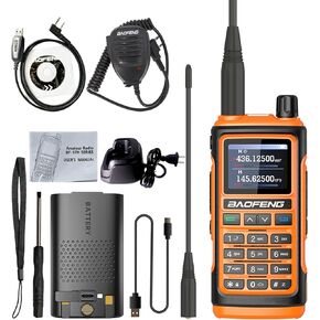 BAOFENG UV-17H Two Way Radio GPS UV-17 Pro Max 999 Channels Upgrade of UV-17R Pro 1.77'' LCD Screen Dual Display Mutli-Band Walkie Talkie with Full Kit Orange