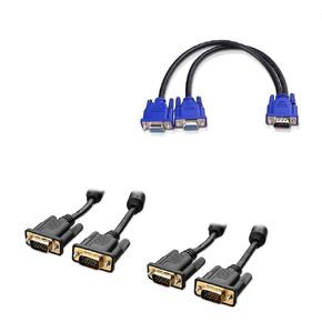 Cable Matters 1 Foot VGA Splitter Cable (VGA Y Cable) for Screen Duplication & 2-Pack VGA to VGA Cable with Ferrites