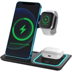 3 in 1 Wireless Charging Station – Fast Charger Stand for Smartphones, Smartwatches & Earbuds – Magnetic Charging Dock for Multiple Devices