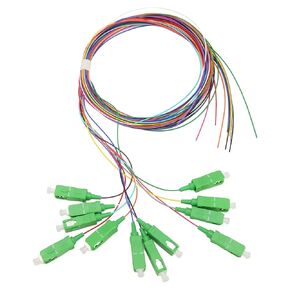 SC/APC Fiber Optic Pigtail, 1.5 Meter Fiber Optic Pigtail 12 Strands SC APC 12 Color Single Mode Fiber Optic Pigtail for Welding Network