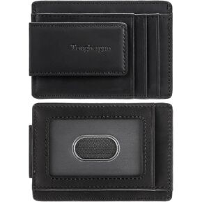 Toughergun Genuine Leather Magnetic Front Pocket Money Clip Wallet RFID Blocking