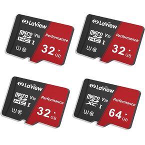 LaView 32GB Micro SD Card 3 Pack & 64GB 1Pack, Micro SDXC UHS-I Memory Card – 95MB/s,633X,U3,C10, Full HD Video V30, A1, FAT32, High Speed Flash TF Card P500 for Computer with Adapter/Phone/Tablet/PC