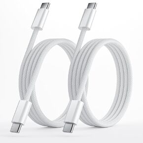 USB C to USB C Cable 3FT 2 Pack, Nylon Braided 60W Type C Charger Fast Charging, iPhone 15 16 Charger Cord, USBC to USBC Cable for iPhone 15 16 Pro Plus Pro Max/iPad Pro/Air