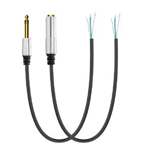 YACSEJAO 1/4 inch 6.35mm Male Female Plug to Bare Wire,TRS Jack Adapter to Bare Wire Open End Audio Cable for Microphone Speakers(0.5M/1.6FT)