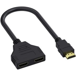 HDMI Splitter 1 in 2 Out Adapter Cable-HDMI Male 1080P to Dual HDMI Female 1 to 2 Way, for HDMI HD, LCD, TV，Support Two TVs at The Same Time Transmit Video and Audio Simultaneously