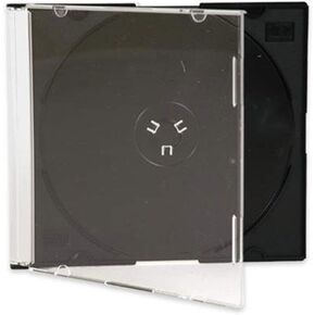 Maxtek Ultra Thin 5.2mm Slim Clear CD Jewel Case with Built in Black Tray, 200 Pack.