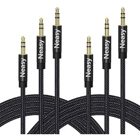 neasy aux cord 3 ft ، 3 pack cable 3.5mm cable ذكر إلى استريو من الذكور hi-fi sound sound nylon aux إلى aux 1/8 كابل للسيارة/المنزلية ستريو/سماعات/سماعات الرأس/sony/echo dot/beats