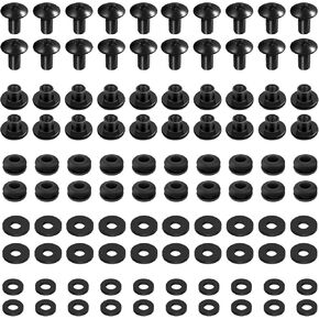 Gun Holster Screws for DIY Kydex and Leather Gun Holsters/Clips and Knife Sheaths;20 Sets Black Chicago Screws Includes Phillips Truss Heads + Open Slotted Fasteners + Rubber Washers/Spacers