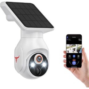 1080P Solar Security Cameras Wireless Outdoor, 360° View Pan/Tilt 2.4Ghz WiFi Outside with Color Night Vision, Easy to Install, Real-Time Alerts, Cloud Storage, 2-Way Audio