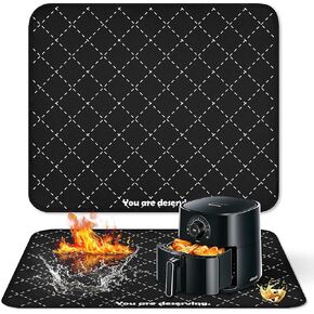 Heat Resistant Mats for Air Fryer,Deep Fryer，16X20 in Heat Resistant Mat for Countertop Protector Appliance Mat for Oven,Coffee Maker,Stand Mixer,Toaster (White)