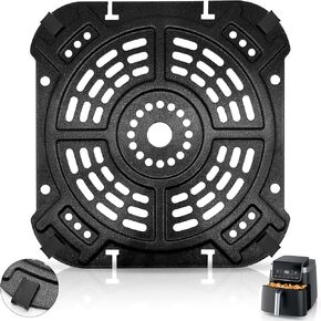 GCQ Air fryer Accessories for Ninja AF141 Air Fryer Pro 4-in-1 5 QT, 8.5''×8.5'' Air Fryer Grill Pan Grill Plate Crisper Plate Replacement Parts Tray Rack with Rubber Bumpers, Dishwasher Safe