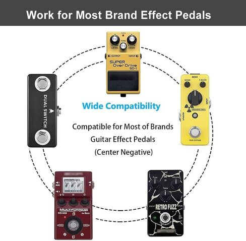 JOYO DC 12V 1.5A Power Supply Adapter for Guitar Effect Pedal Keyboards AC Wall Charger Adapter with 5 Way Daisy Chain Cables Reverse Polarity Cable (Tip Negative) in Saudi Arabia