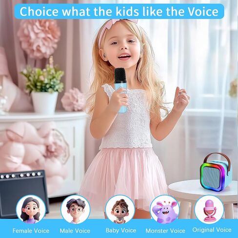 Karaoke Machines for Kids, Mini Karaoke Machine for Girl Adult with Portable Bluetooth Speaker 2 Microphones, 3 LED Disco Lights,5 Funny Sound, Gift for Boy Toddler Teen Birthday Holiday Home Party in Saudi Arabia