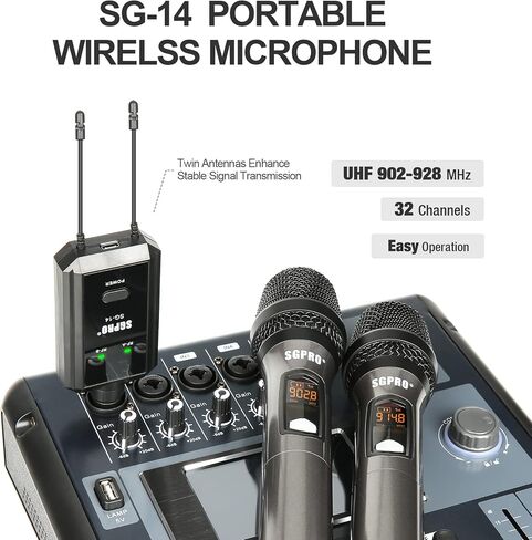 SG-13B Head-Worn Microphone Set: Multi-Purpose Wireless Head-Worn Microphone Set - Compact Receiver with Mute Function & Battery Indicator for Singing & Speaking in Saudi Arabia