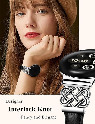 TOYOUTHS Celtic Knot Leather Band Compatible with Google Pixel Watch 3 41mm/Pixel Watch 2/Pixel Watch 1 Band Women, Slim Dressy Thin Fashion Designer Premium Leather Strap for Pixel 3 2 1 Smartwatch in Kuwait