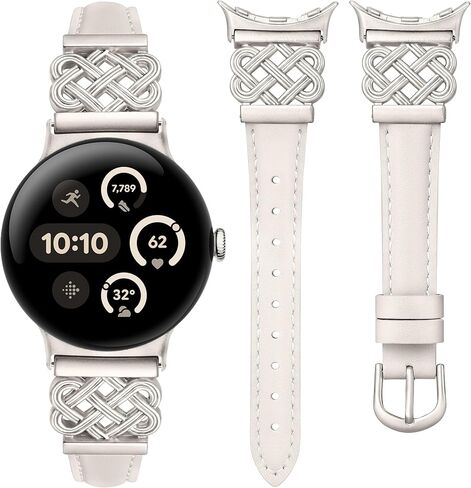 TOYOUTHS Celtic Knot Leather Band Compatible with Google Pixel Watch 3 41mm/Pixel Watch 2/Pixel Watch 1 Band Women, Slim Dressy Thin Fashion Designer Premium Leather Strap for Pixel 3 2 1 Smartwatch in Kuwait
