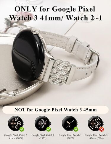 TOYOUTHS Celtic Knot Leather Band Compatible with Google Pixel Watch 3 41mm/Pixel Watch 2/Pixel Watch 1 Band Women, Slim Dressy Thin Fashion Designer Premium Leather Strap for Pixel 3 2 1 Smartwatch in Kuwait