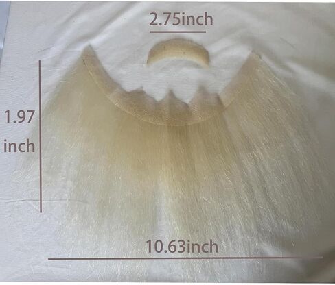 Fake Beard Human Hair Full Hand Tied Facial Hair False Beards Lace Invisible Face Mustache for Party Makeup Cosplay Costume Party 6-7INCH (Black Color) in Kuwait