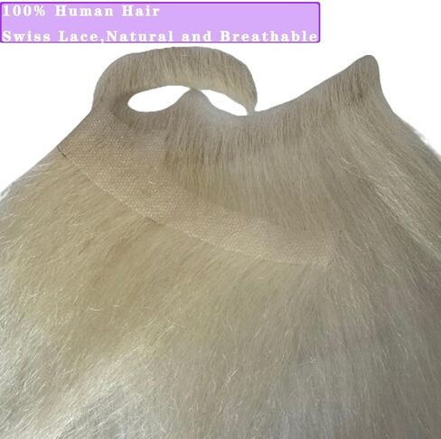Fake Beard Human Hair Full Hand Tied Facial Hair False Beards Lace Invisible Face Mustache for Party Makeup Cosplay Costume Party 6-7INCH (Black Color) in Kuwait