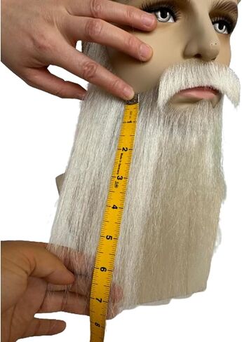 Fake Beard Human Hair Full Hand Tied Facial Hair False Beards Lace Invisible Face Mustache for Party Makeup Cosplay Costume Party 6-7INCH (Black Color) in Kuwait