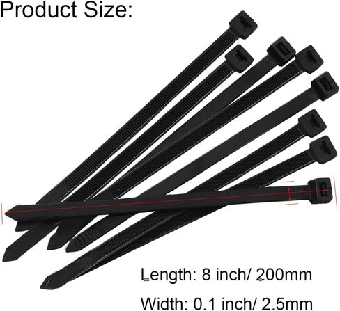 500pcs Black Zip Ties Heavy Duty 8 Inch Zip Ties for Home Office Garden Wire Ties with High Tensile Strength 18lbs in Saudi Arabia