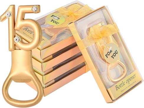 YKLIGTN 50 Pieces 50th Birthday Party Favors Golden Bottle Opener Set Personalized Bulk Bottle Openers with White Sheer Organza Bags Thank You Tags for Guests Birthday Wedding Anniversaries Souvenirs in Saudi Arabia