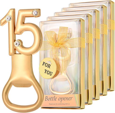 YKLIGTN 50 Pieces 50th Birthday Party Favors Golden Bottle Opener Set Personalized Bulk Bottle Openers with White Sheer Organza Bags Thank You Tags for Guests Birthday Wedding Anniversaries Souvenirs in Saudi Arabia