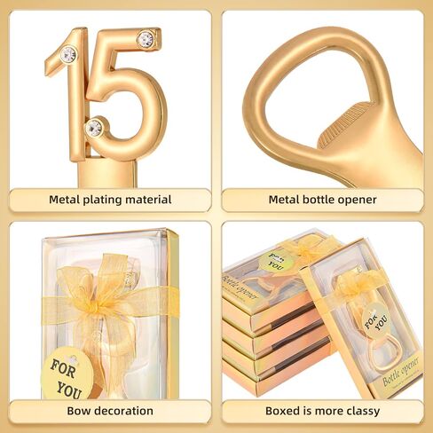 YKLIGTN 50 Pieces 50th Birthday Party Favors Golden Bottle Opener Set Personalized Bulk Bottle Openers with White Sheer Organza Bags Thank You Tags for Guests Birthday Wedding Anniversaries Souvenirs in Saudi Arabia