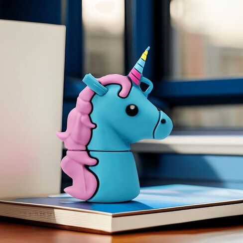 128GB USB 3.0 Flash Drive Novelty Cartoon Unicorn High Speed Pen Drive Data Storage Blue in Saudi Arabia