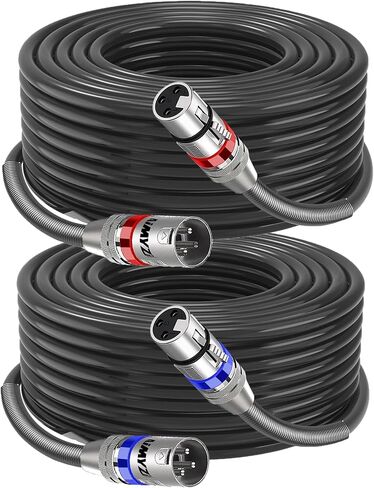 كابل XLR كابل ميكروفون 25 قدم 2 حزمة كابل ميكروفون متوازن ممتاز موصلات نحاسية نقية شديدة التحمل ذكر إلى أنثى 3 دبوس كابل ميكروفون XLR موصلات سبائك الزنك مع زنبرك معدني in Saudi Arabia