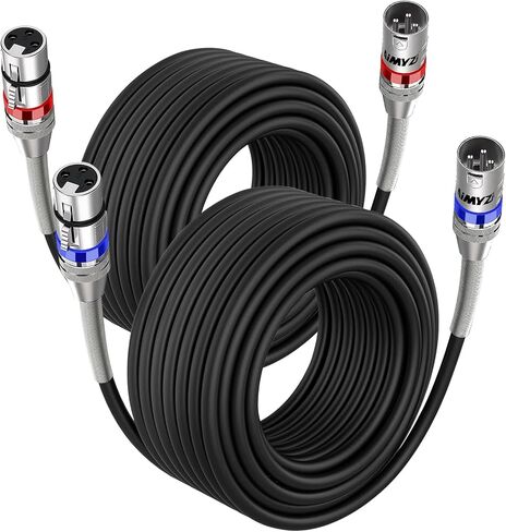 كابل XLR كابل ميكروفون 25 قدم 2 حزمة كابل ميكروفون متوازن ممتاز موصلات نحاسية نقية شديدة التحمل ذكر إلى أنثى 3 دبوس كابل ميكروفون XLR موصلات سبائك الزنك مع زنبرك معدني in Saudi Arabia
