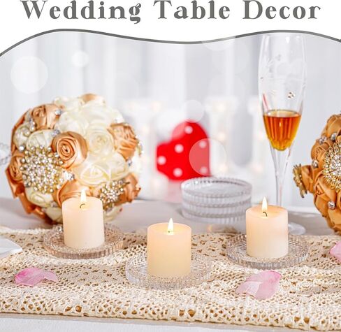 kanpura Crystal Glass Candle Holder Plates Set of 2 3.7 Inch Round Clear Glass Pillar Candle Holder Snowflake Votive Candle Holder Set for Wedding Birthday Holiday in Kuwait