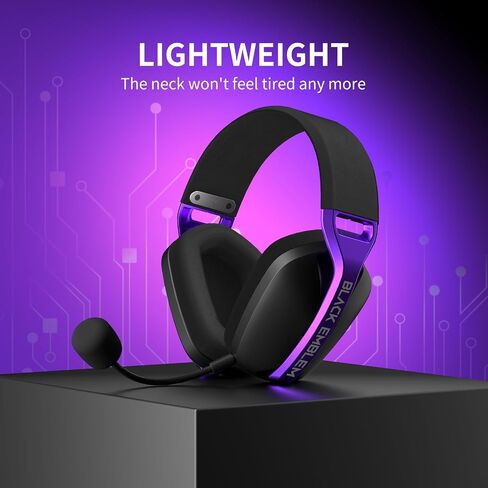 Black Emblem X1 2.4GHz Wireless Gaming Headset with Up to 50 Hours Battery, Microphone for Call, Breathable Earcups, Lightweight and Comfortable Headsets for PC/PS5/PS4 in Saudi Arabia