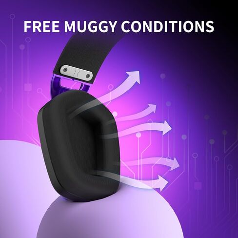 Black Emblem X1 2.4GHz Wireless Gaming Headset with Up to 50 Hours Battery, Microphone for Call, Breathable Earcups, Lightweight and Comfortable Headsets for PC/PS5/PS4 in Saudi Arabia