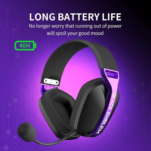 Black Emblem X1 2.4GHz Wireless Gaming Headset with Up to 50 Hours Battery, Microphone for Call, Breathable Earcups, Lightweight and Comfortable Headsets for PC/PS5/PS4 in Saudi Arabia