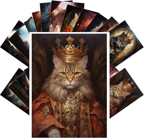 PIXILUV Regal Whiskers: Monarch Cats in Majestic Thrones - A Postcard Set of Royal Feline Splendor and Grandeur in Saudi Arabia