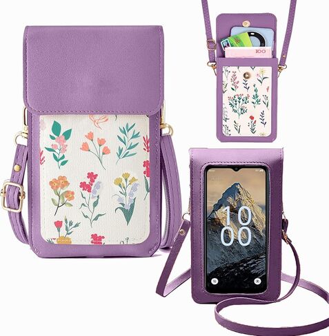 for Schok Volt SV67Q SV67332 Case with Crossbody Strap Lanyard, HD [Transparent Touch Screen] Phone Bag, PU Leather Cover Wallet Holster Credit Card Slots Holder [Clip Magnetic Buckle] Purple in Saudi Arabia