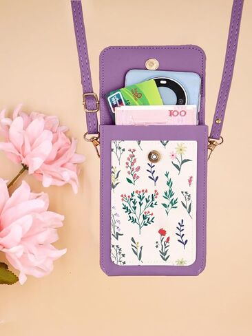 for Schok Volt SV67Q SV67332 Case with Crossbody Strap Lanyard, HD [Transparent Touch Screen] Phone Bag, PU Leather Cover Wallet Holster Credit Card Slots Holder [Clip Magnetic Buckle] Purple in Saudi Arabia
