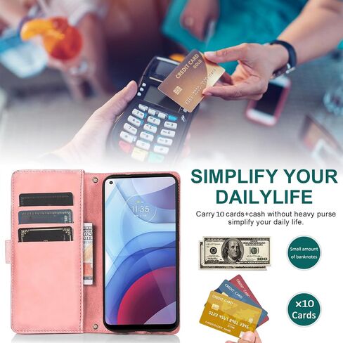 Asuwish Phone Case for Moto G Power 2021 Zipper Wallet Cell Cover with Glass Glass Screen Protector Crossbody Crossbody Flip Credit Card Motorola Gpower 21 5G Version XT2117-4 Women Brown in Kuwait
