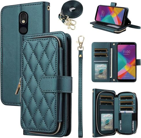 Argyle Wallet Case for LG Stylo 5/5+/5V/5X/Stylo5 Plus with Wrist Strap Shoulder Strap 9+ Card Slot Purse Cell Phone Cover for LGStylo5 Stylus 5plus Style 05 Five lgstylo5case Sylo5 Rose Gold in Saudi Arabia