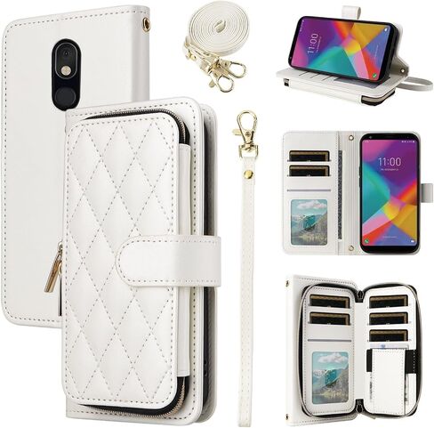 Argyle Wallet Case for LG Stylo 5/5+/5V/5X/Stylo5 Plus with Wrist Strap Shoulder Strap 9+ Card Slot Purse Cell Phone Cover for LGStylo5 Stylus 5plus Style 05 Five lgstylo5case Sylo5 Rose Gold in Saudi Arabia