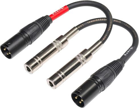3-Pin XLR Female to 1/4" 6.35mm Stereo Dual Channel Female Plug Audio Cable Mic Adapter, 1/4" TRS to XLR Female Adapter Cable, 6 in, 2-Pack in Kuwait